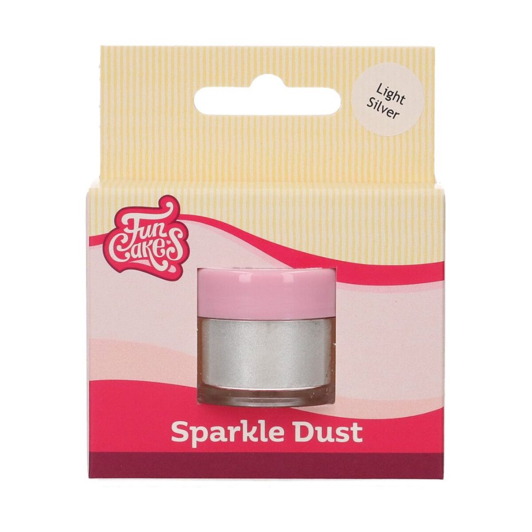 Sparkle dust - poudre décorative argent - light silver Funcakes : photo du produit rappelé le 03/11/2022