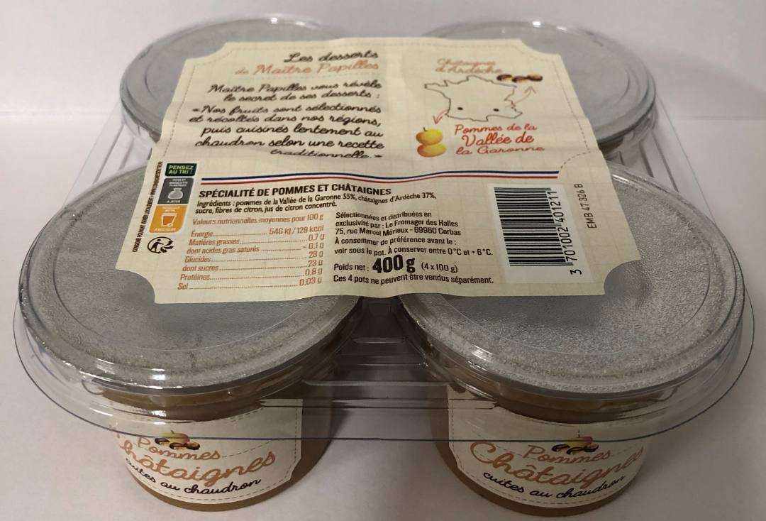 Spécialité de pommes de la vallée de la garonne Maître Papilles : photo du produit rappelé le 19/11/2021