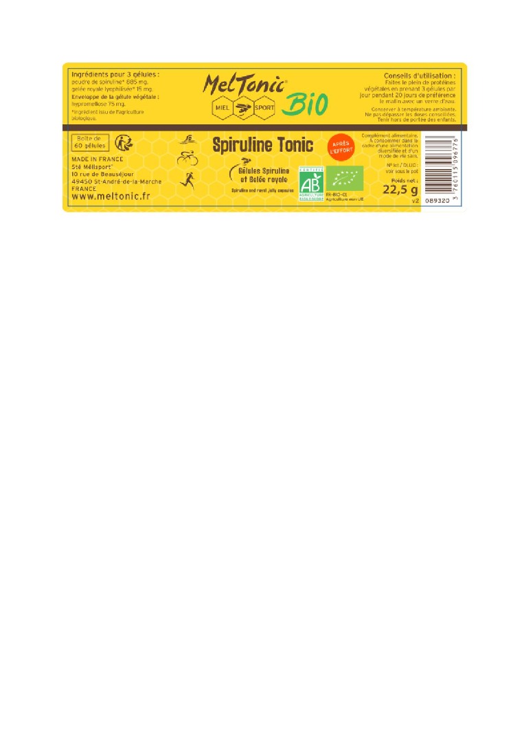 Spiruline tonic Meltonic : photo du produit rappelé le 22/09/2021