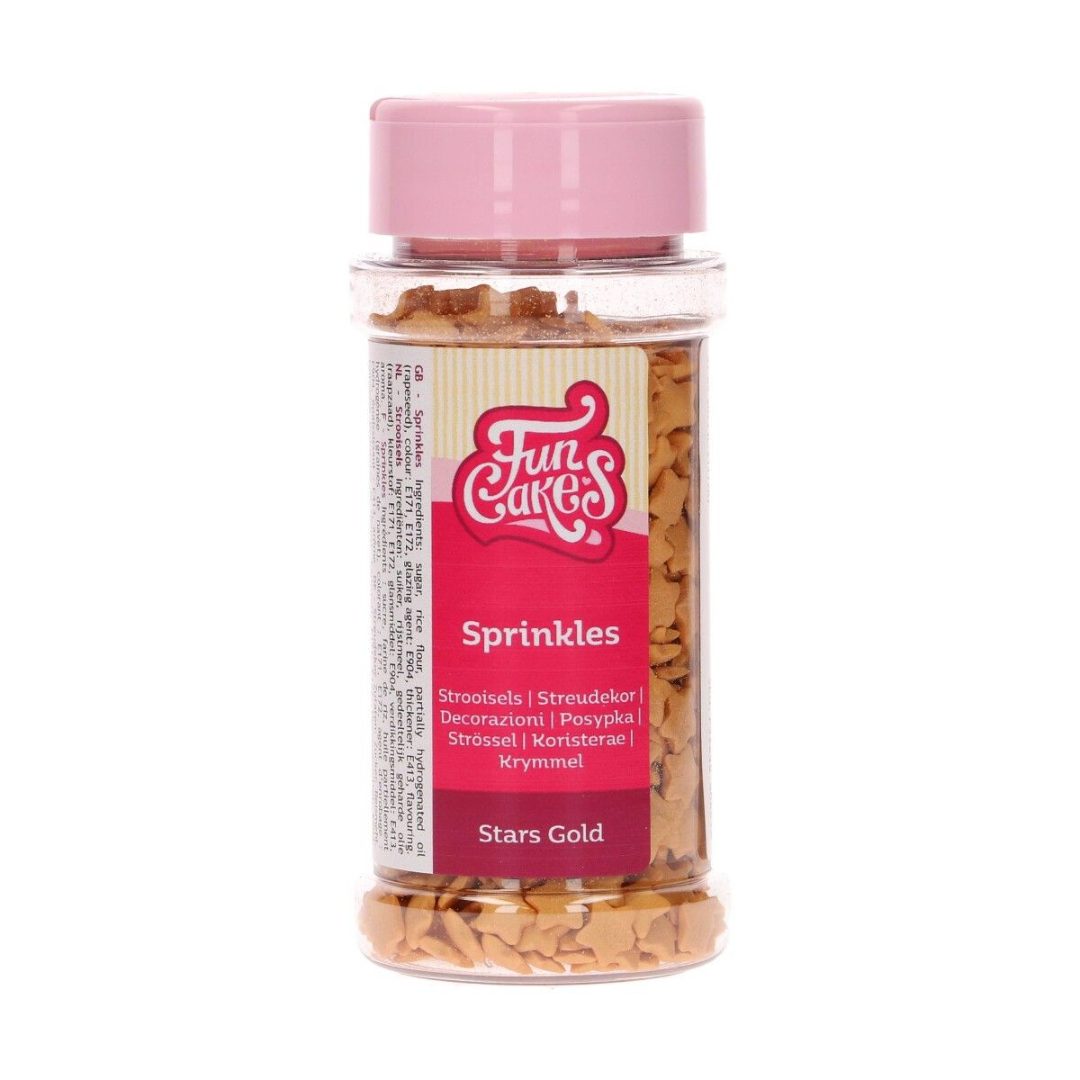Sprinkles stars gold - décorations étoiles en sucre doré Funcakes : photo du produit rappelé le 03/11/2022