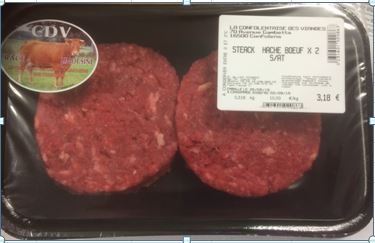 Steack haché CDV Confolentaise des Viandes : photo du produit rappelé le 26/12/2022