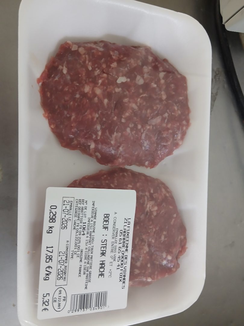 Steack haches : photo du produit rappelé le 21/07/2026