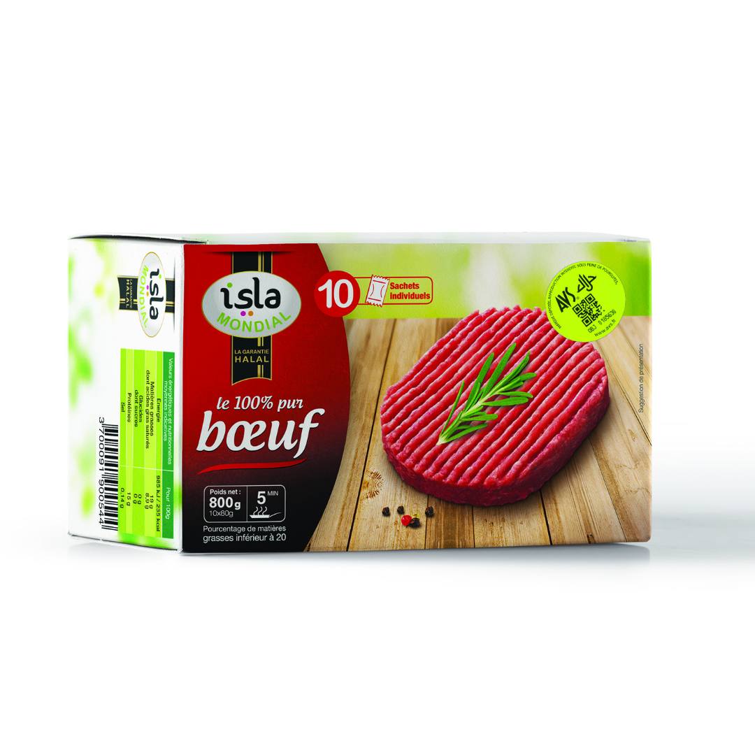 Steak hache 100% pur bœuf 800g - surgele Isla Mondial : photo du produit rappelé le 19/08/2026
