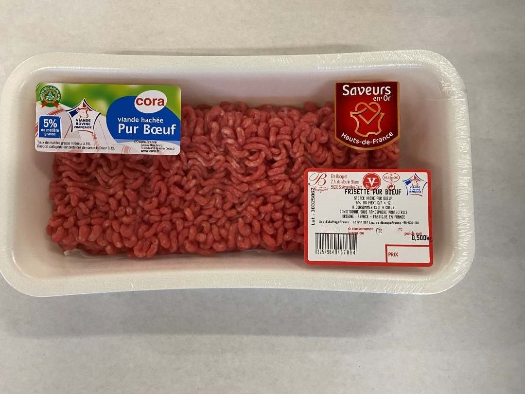 Steak hache 5% Cora : photo du produit rappelé le 15/03/2024
