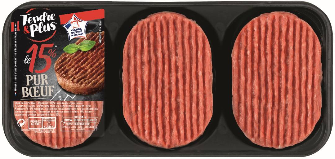 Steak haché 5%mg et 15%mg Tendre : photo 2 sur 2 du produit rappelé le 24/07/2023