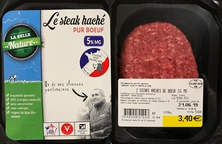 Steak haché 5% x2 125g La Belle Nature : photo du produit rappelé le 14/06/2021