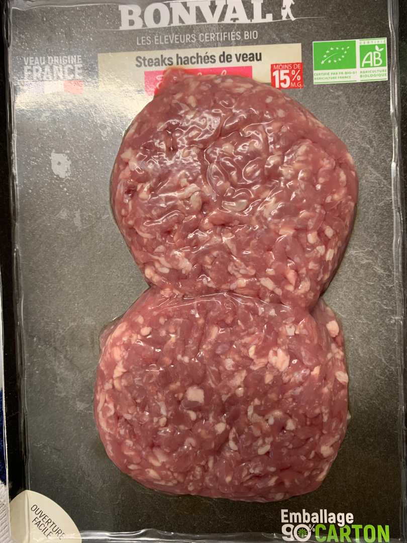 Steak haché de veau 15%mg Bonval : photo du produit rappelé le 18/01/2024