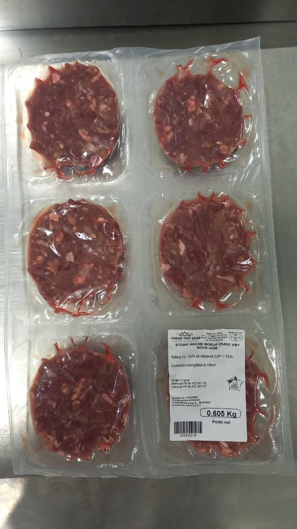 Steak hache et hache de boeuf sous vide Les Viandes du Haut Béarn : photo 3 sur 3 du produit rappelé le 20/10/2023