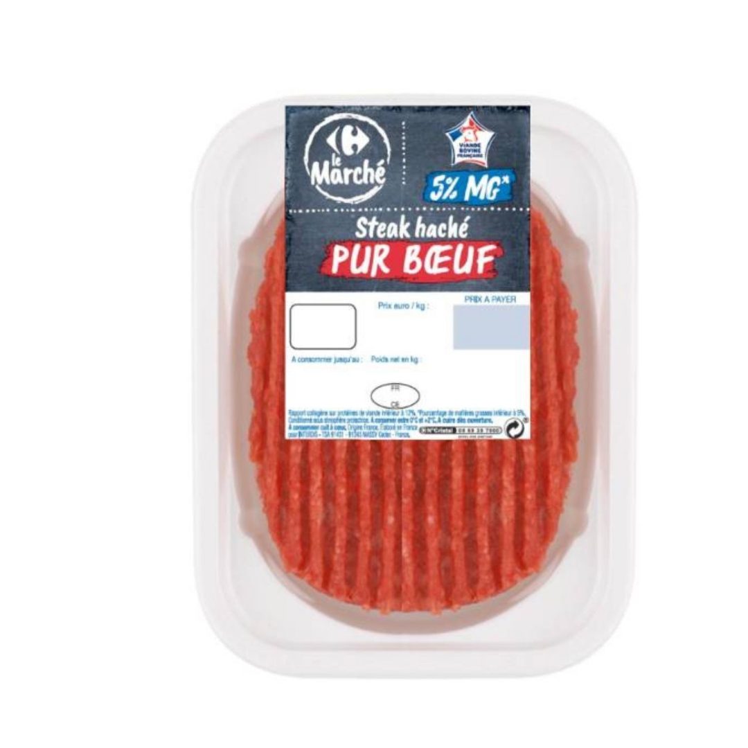 Steak hache et viande hachee pur boeuf 5% mg Carrefour le Marché : photo 3 sur 3 du produit rappelé le 28/06/2024