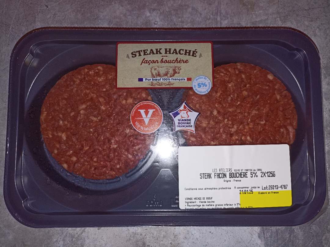 Steak haché façon bouchère 5% 2x125g : photo du produit rappelé le 20/01/2025