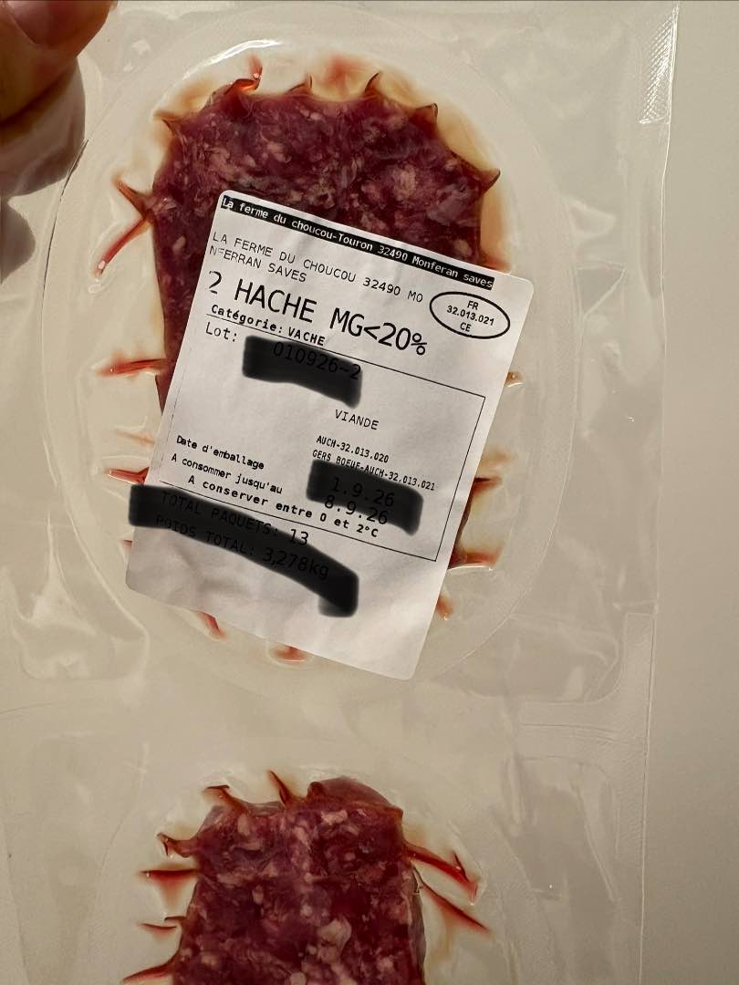 Steak hache Gers Boeuf : photo du produit rappelé le 03/09/2026