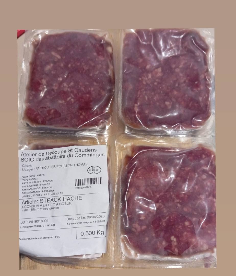 Steak haché Scic des Abattoirs du Comminges : photo du produit rappelé le 16/07/2026
