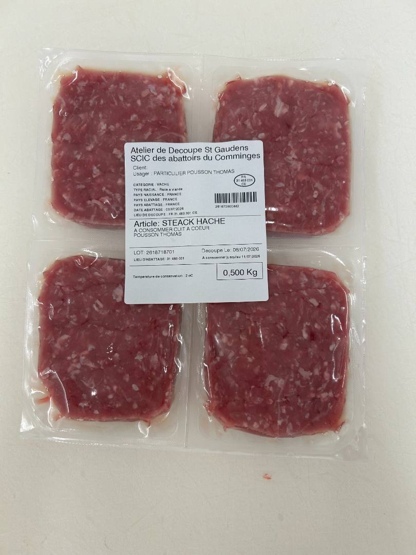 Steak haché Scic des Abattoirs du Comminges : photo du produit rappelé le 30/07/2026