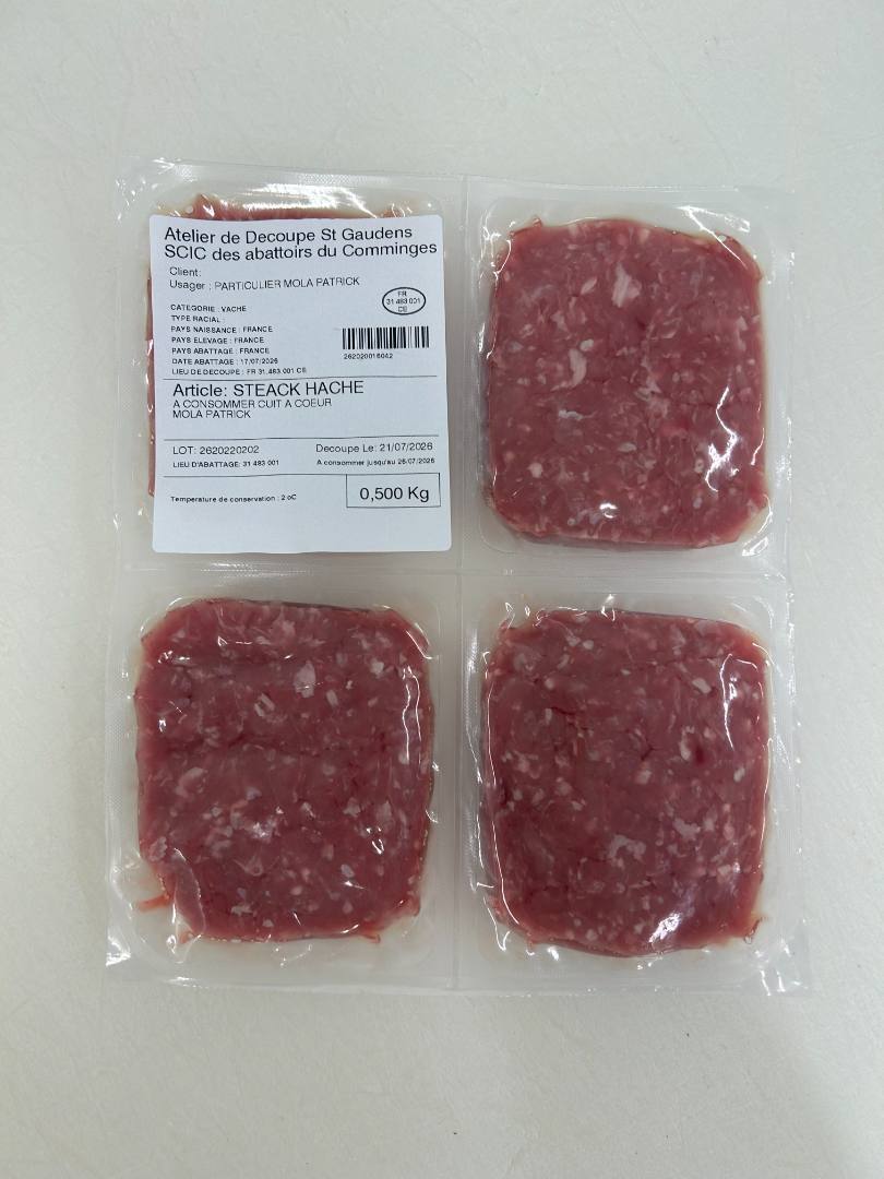 Steak haché Scic des Abattoirs du Comminges : photo du produit rappelé le 30/07/2026