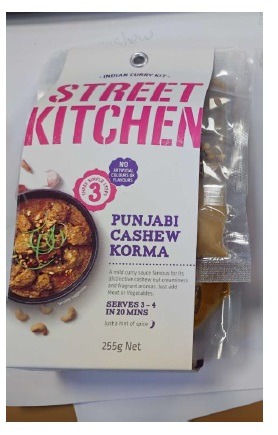 Street kitchen cashew korma : photo du produit rappelé le 29/09/2023