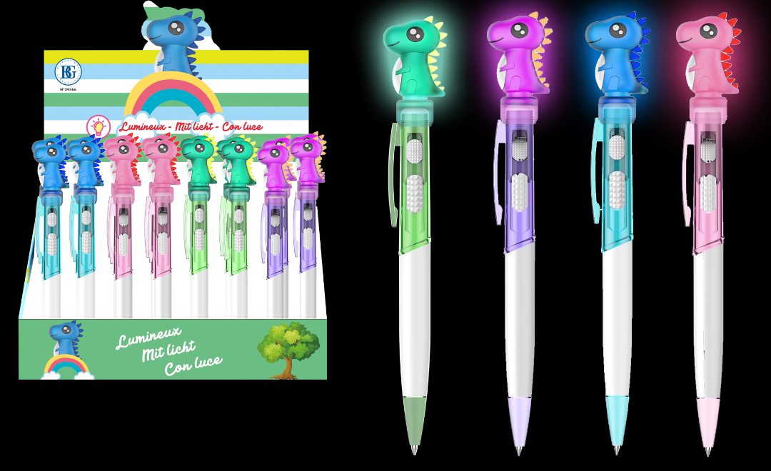 Stylo lumineux dinosaure B&G International : photo du produit rappelé le 08/09/2023