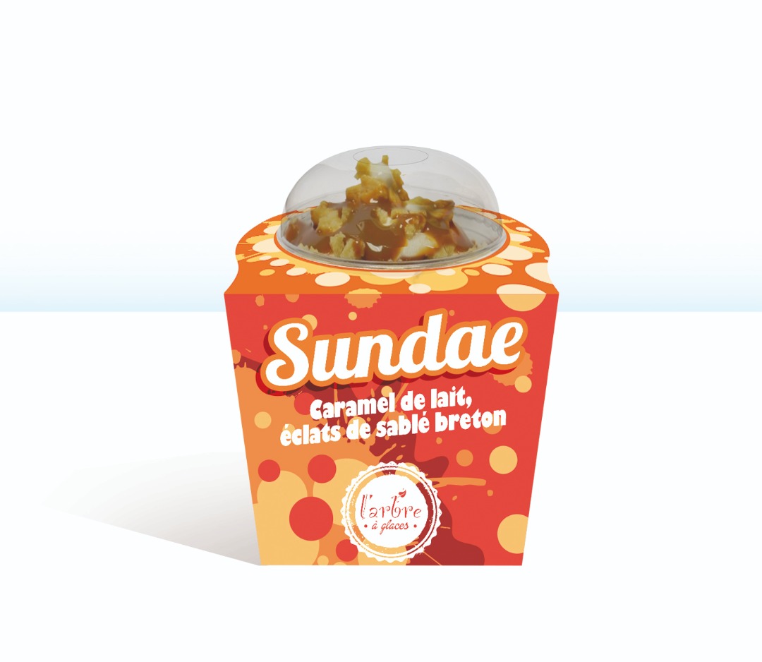 Sundae crème, caramel de lait, éclats de palets breton L'Arbre à Glaces : photo du produit rappelé le 21/10/2021