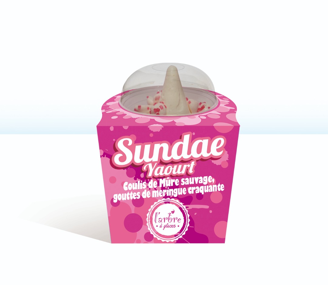 Sundae yaourt, coulis de mûre, meringue 0,12l L'Arbre à Glaces : photo du produit rappelé le 19/10/2021