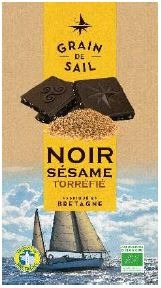 Tablette de chocolat noir aux sésames torréfiés bio Grain de Sail : photo du produit rappelé le 02/04/2021