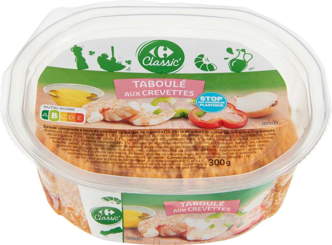 Taboulé aux crevettes Carrefour Classic : photo du produit rappelé le 11/10/2021