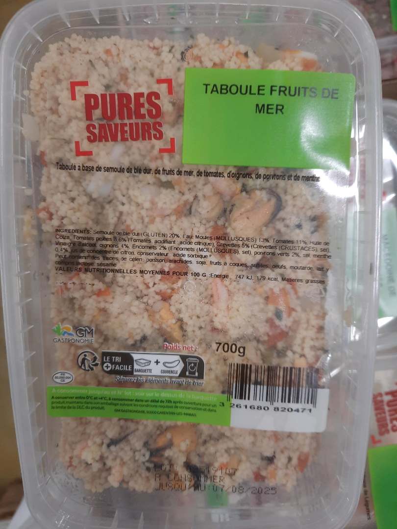 Taboule fruits de mer : photo du produit rappelé le 22/07/2025