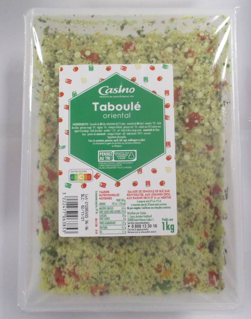 Taboule oriental 1kg Casino : photo du produit rappelé le 05/04/2022