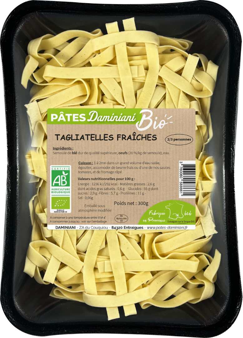 Tagliatelles fraiches aux oeufs bio Daminiani : photo du produit rappelé le 22/05/2025