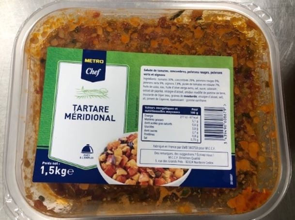 Tartare méridional 1,5 kg Metro chef : photo du produit rappelé le 12/10/2021