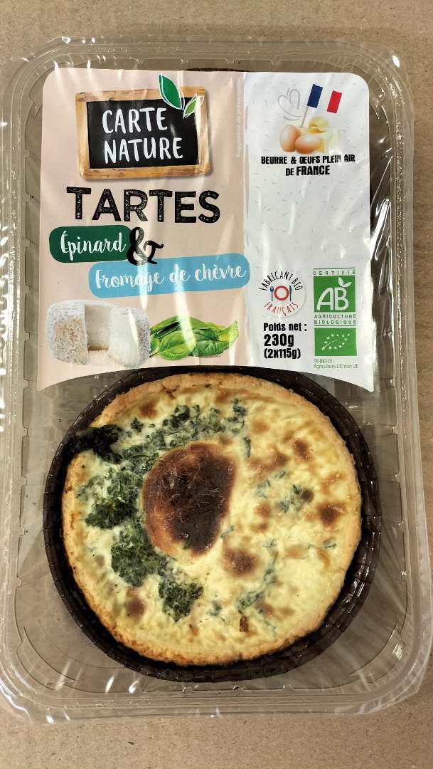 Tarte épinard chèvre Carte Nature : photo du produit rappelé le 08/06/2023