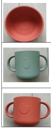 Tasse orange 15 cl silicone - tasse verte 15 cl silicone - bol Monoprix : photo du produit rappelé le 09/04/2024