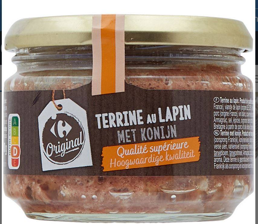 Terrine au lapin Carrefour Original : photo du produit rappelé le 25/04/2024