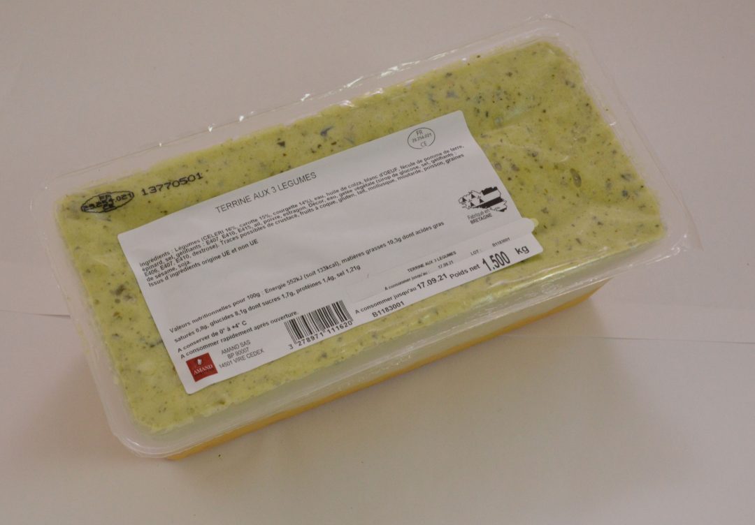 Terrine aux 3 legumes Amand Traiteur : photo du produit rappelé le 30/07/2021