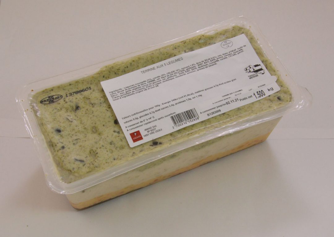 Terrine aux 5 legumes Amand Traiteur : photo du produit rappelé le 02/08/2021