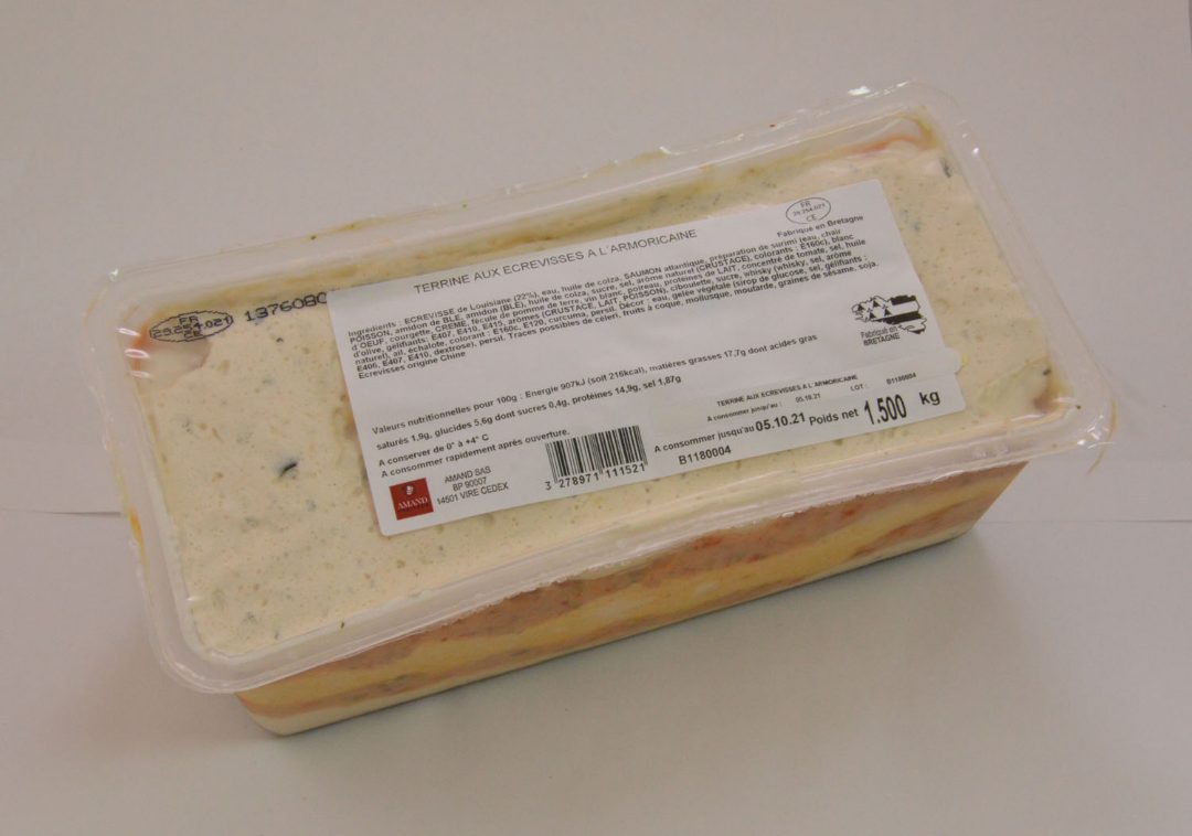 Terrine aux ecrevisses a l'armoricaine Amand Traiteur : photo du produit rappelé le 29/07/2021