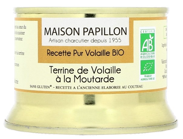 Terrine bio de volaille à la moutarde Maison Papillon : photo du produit rappelé le 06/07/2021