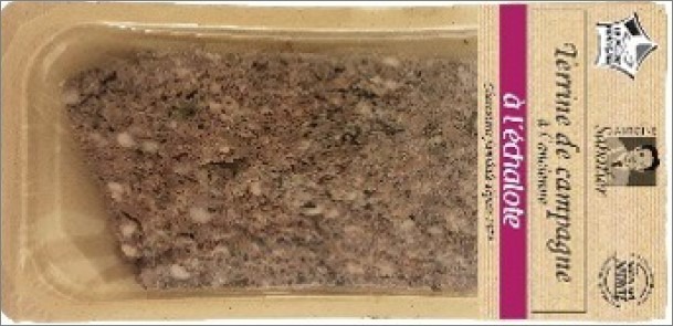 Terrine campagne à l'ancienne échalote (10%) vpf a.sabatier 160g pe : photo du produit rappelé le 22/11/2023