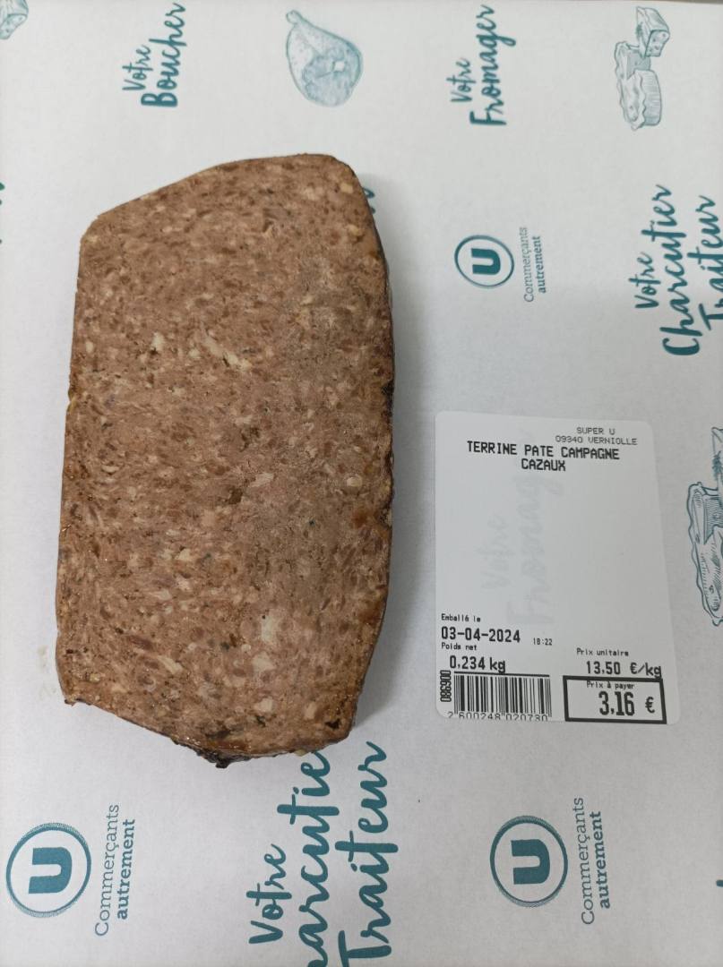 Terrine de campagne : photo 1 sur 2 du produit rappelé le 04/04/2024