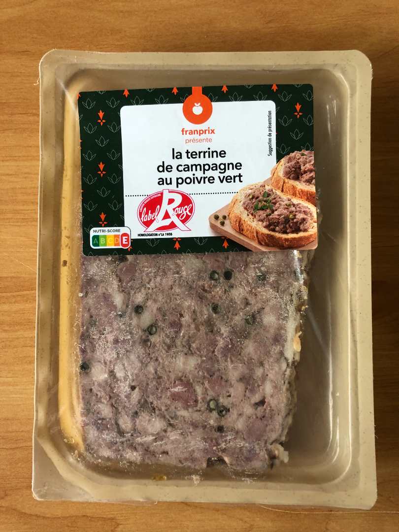 Terrine de campagne au poivre vert label rouge 160g Franprix : photo du produit rappelé le 18/09/2024