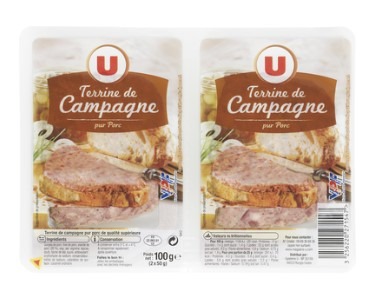 Terrine de campagne u 2x50g : photo du produit rappelé le 09/02/2024