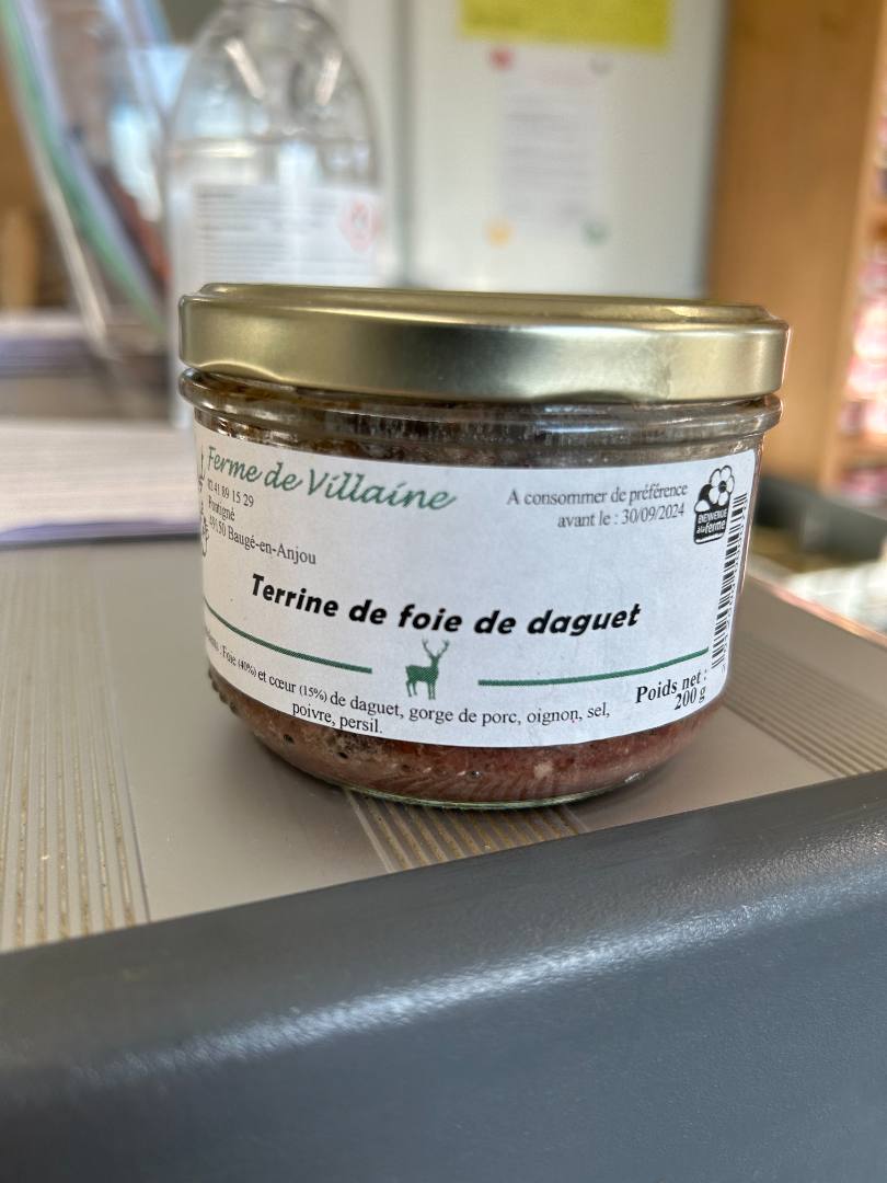 Terrine de foie de daguet en 200 g Ferme de Villaine : photo du produit rappelé le 15/02/2023