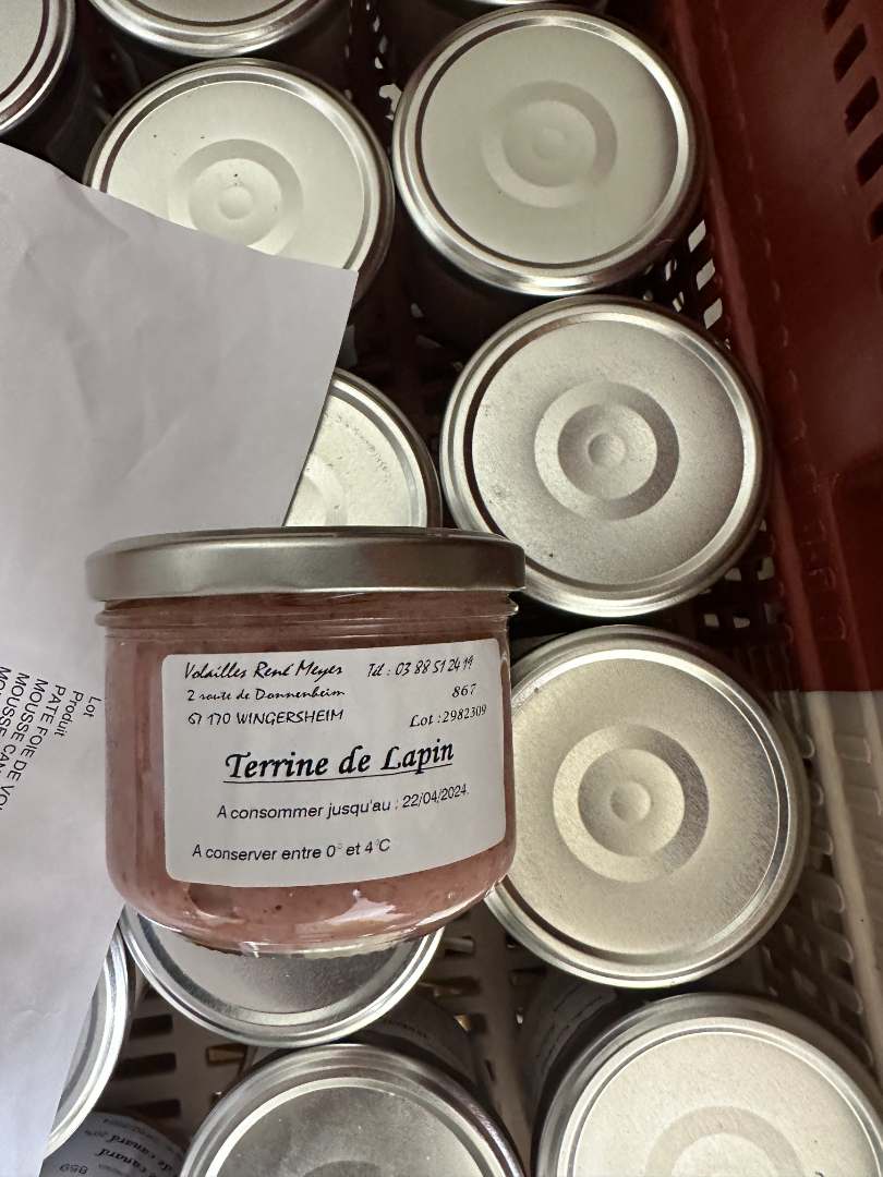 Terrine de lapin Volailles René Meyer : photo du produit rappelé le 13/12/2023