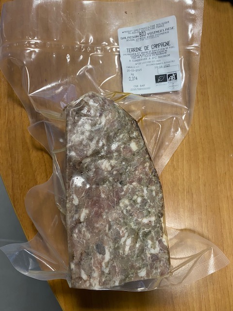 Terrine Salaison Charcuterie BIO Yssingelaise : photo du produit rappelé le 21/03/2025