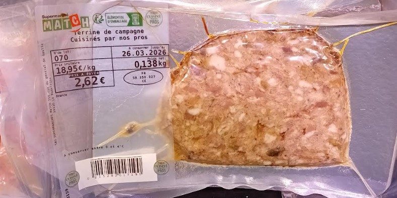 Terrines cuisinés par nos pros Supermarchés Match : photo du produit rappelé le 19/03/2026