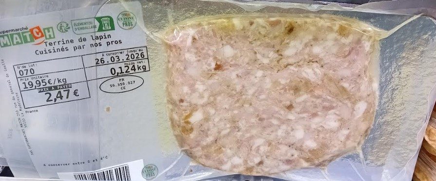 Terrines cuisinés par nos pros Supermarchés Match : photo 2 sur 2 du produit rappelé le 19/03/2026