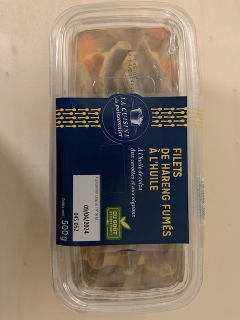 Terrines de filets de hareng doux Grand Frais : photo du produit rappelé le 08/02/2024