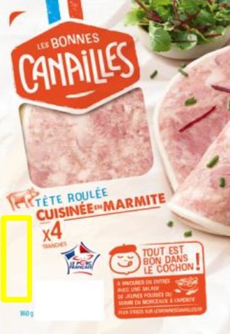 Tête roulée avec langue 4 tranches 160g Les Bonnes Canailles : photo du produit rappelé le 09/06/2023