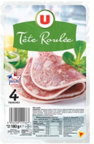Tête roulée u barquette 4 tranches 180g : photo du produit rappelé le 31/07/2025