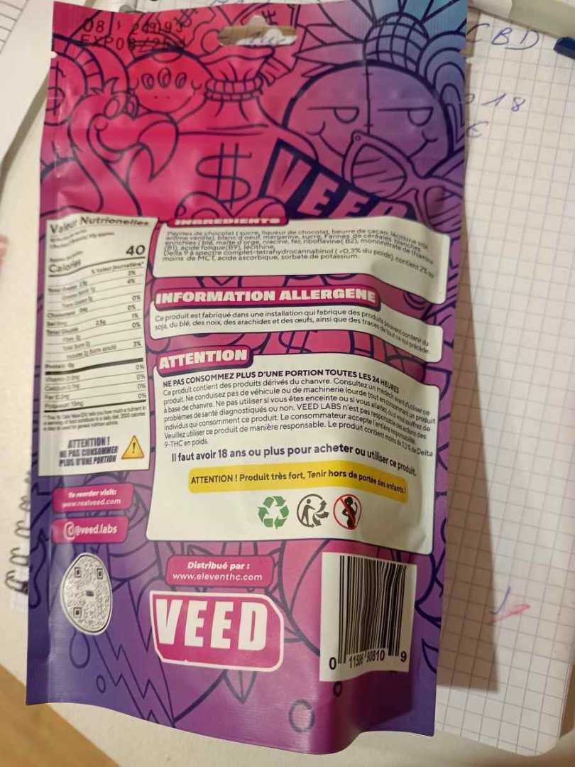 Thc brownies bites Veed : photo du produit rappelé le 27/01/2025