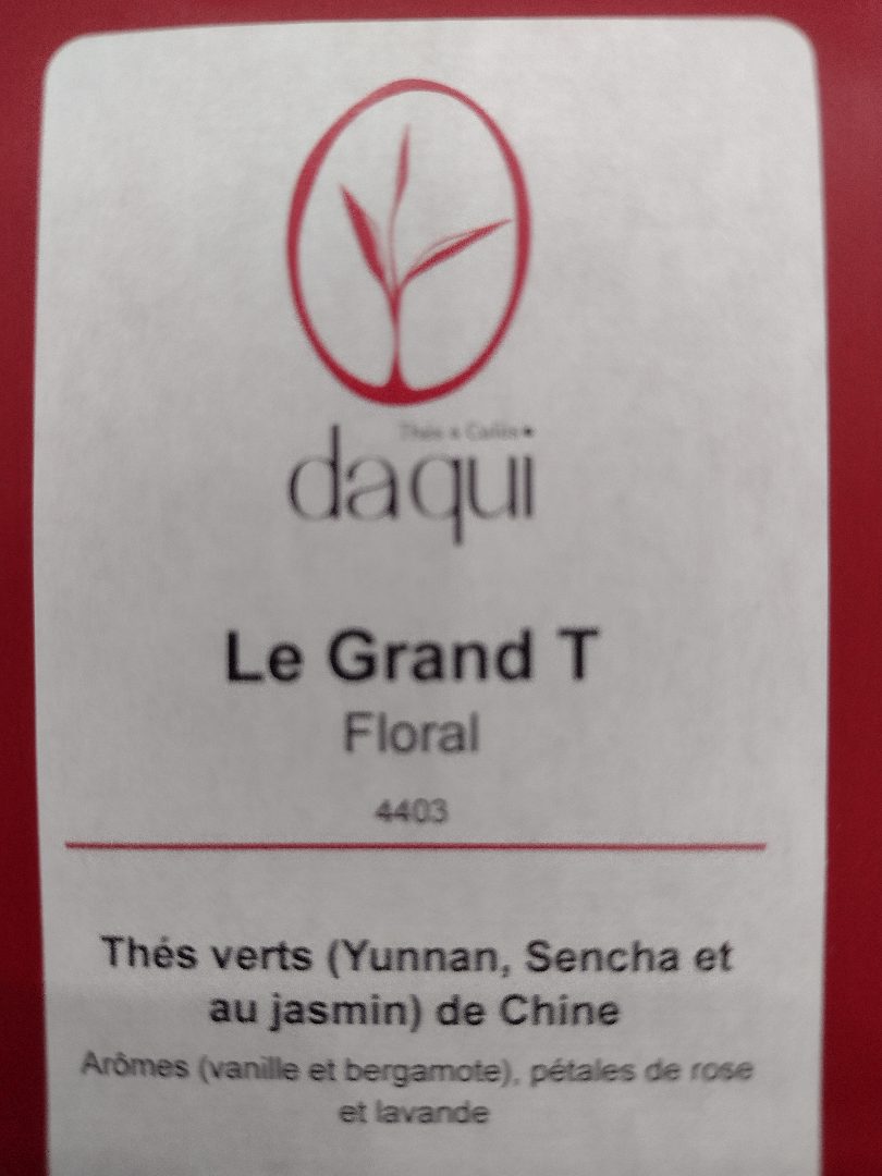 Thé vert arômatisé le grand t Daqui : photo du produit rappelé le 24/03/2023