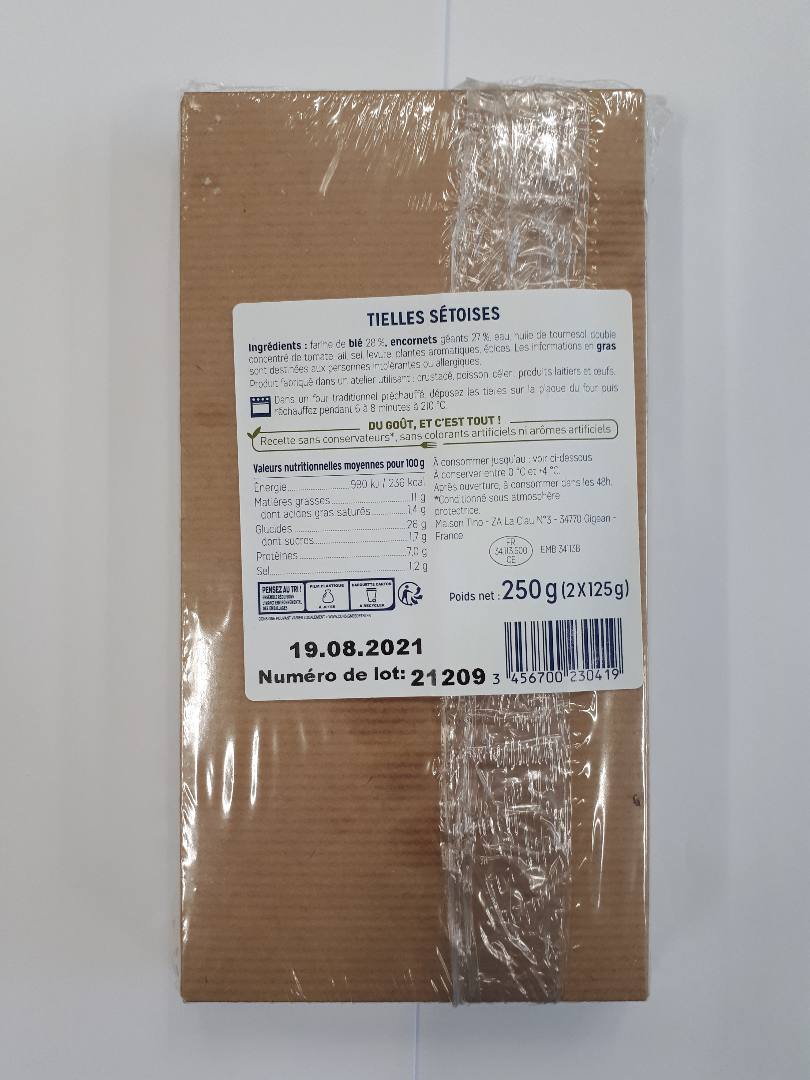 Tielles sétoises La Cuisine du Poissonnier : photo 4 sur 4 du produit rappelé le 06/08/2021